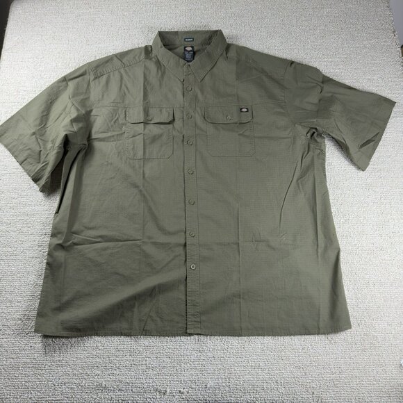 Dickies Flex Ripstop Collared Mechanic Button Up Shirt Green Men’s Size 4XL - Picture 1 of 7